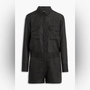 Equipment Valerie Black Linen Playsuit‎ Romper
